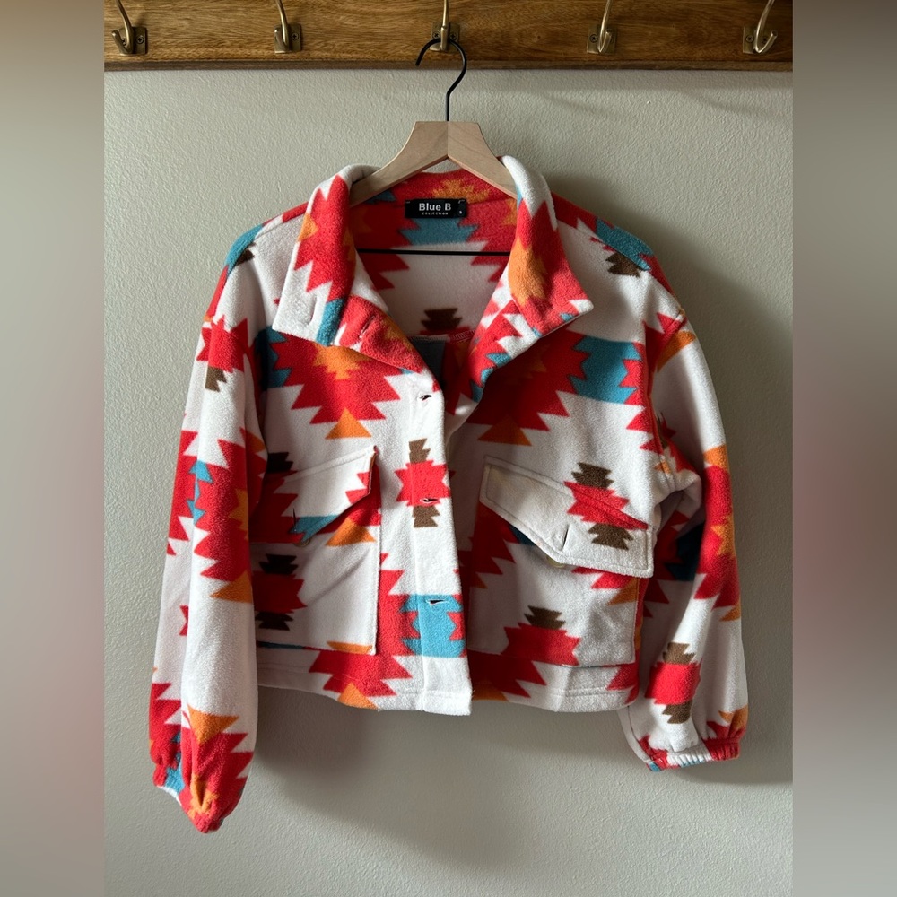 Western fleece crop jacket